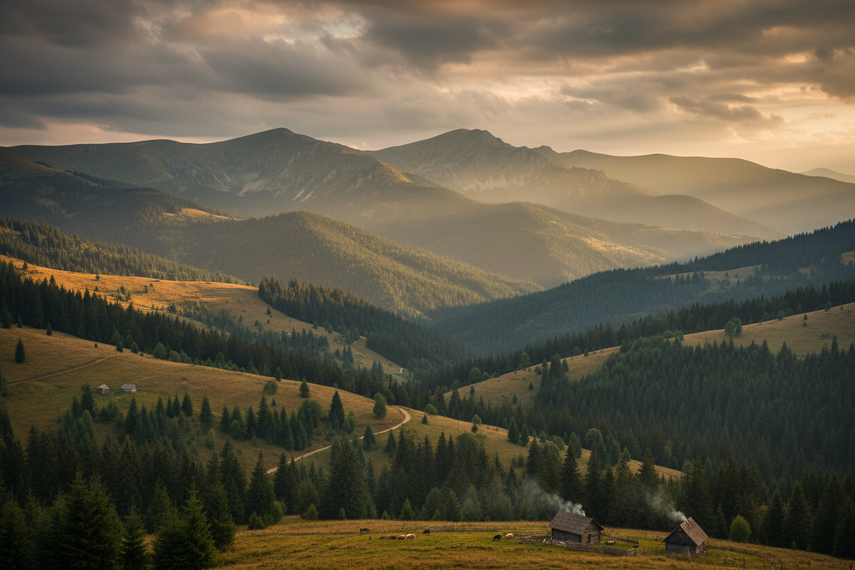 carpates en arrière plan